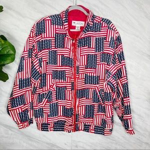 Vintage Lavon American Flag Windbreaker Jacket XL